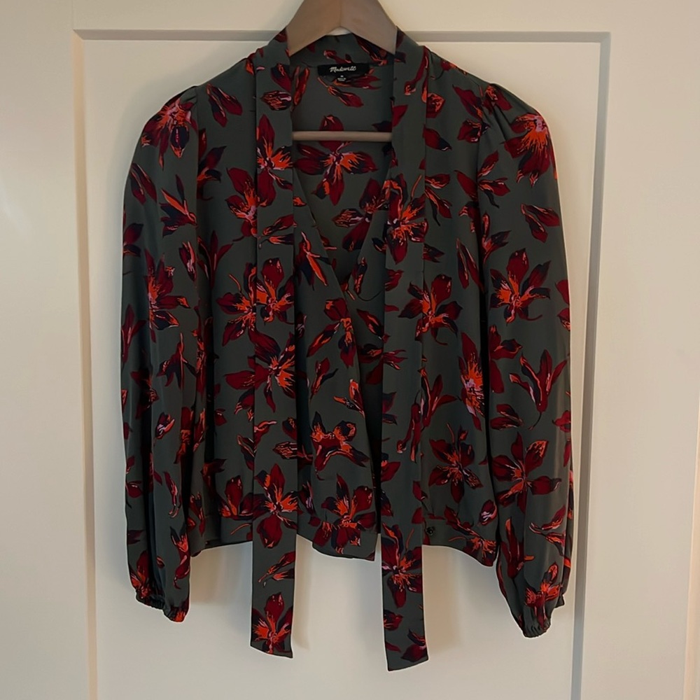 Madewell Blouse - Medium, green, flowers